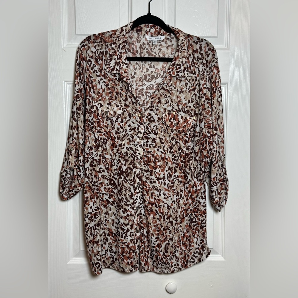 Stylish Leopard Print Women's Blouse